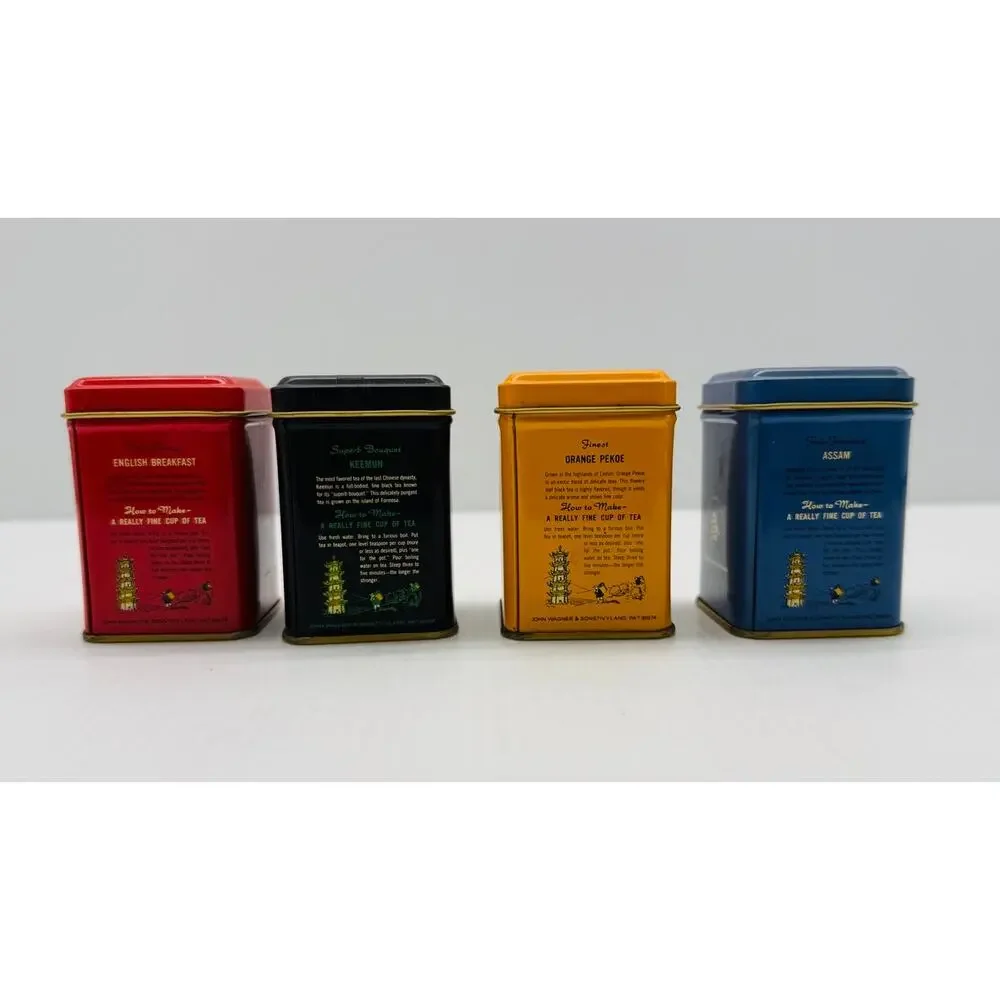 Vintage John Wagner Tea Tins | Retro Kitchen Decor, European Tea Shop Styling
